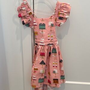 Charming Pink Cake Pattern Kids Dress